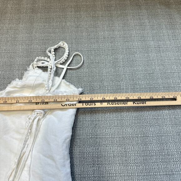 Y2K Ivory Babydoll Dress Medium Fairycore Boho Frayed Corset Style Mini Festival - Picture 10 of 12